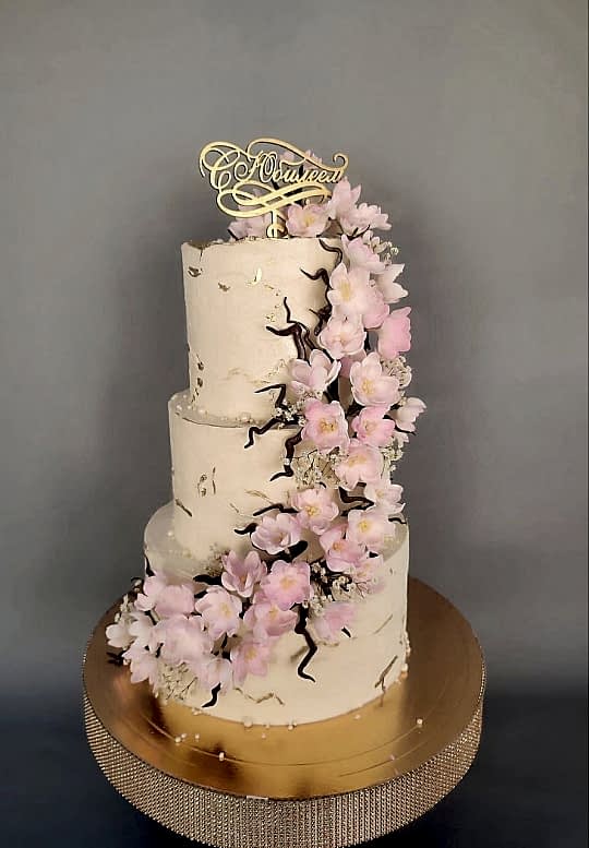 Торт Праздничный № 716, 3х ярусный, сакура