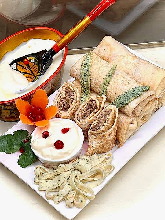 Блины с паштетом из куриной печени