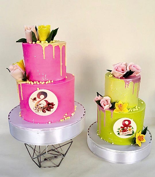 Торт Праздничный № 644 , ЦВЕТ ФИСТАШКОВЫЙ, декор - цветы