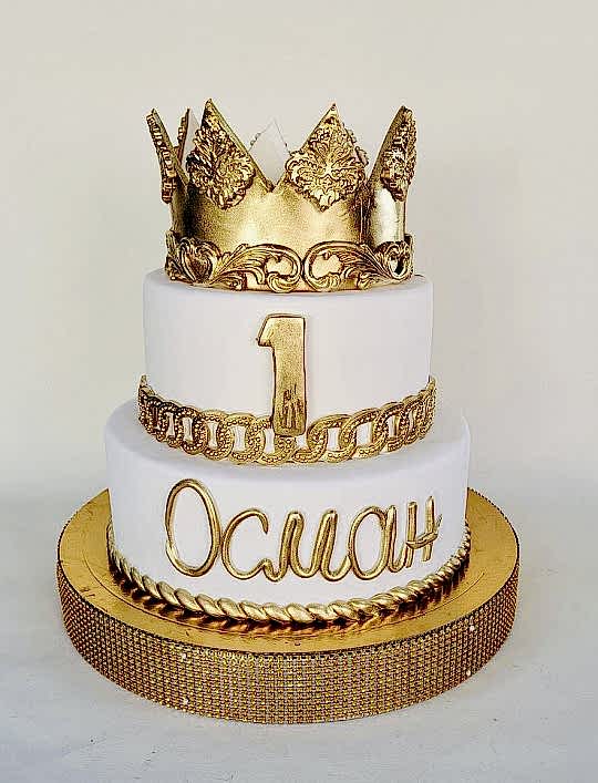 Торт Праздничный № 638, декор корона, цифра 1, надпись: Осман