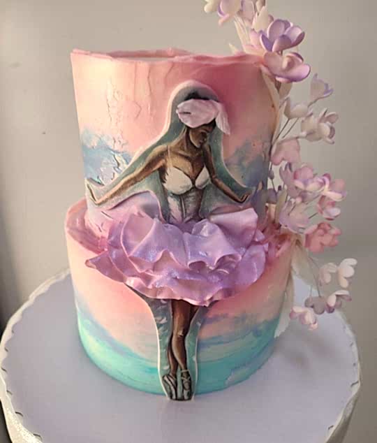 Торт Праздничный № 713, 2х ярусный, с балериной
