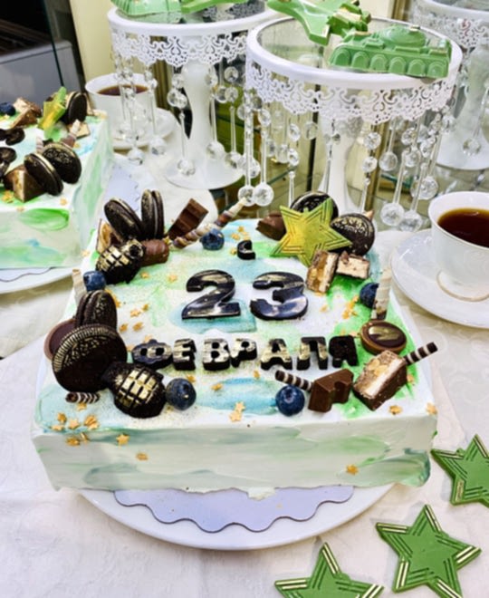 Торт № 607 Праздничный, декор к 23 февраля.