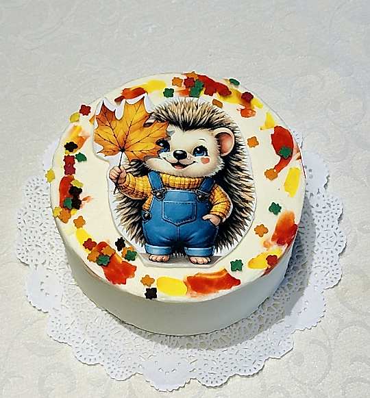 Бенто-торт № 693, декор фотопечать "Ежик" ПОД ЗАКАЗ ЗА 36 ЧАСОВ