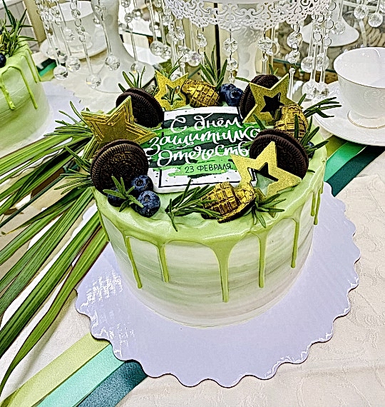 Торт № 609 Праздничный, декор к 23 февраля.